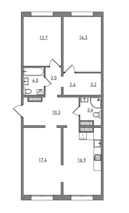 планировка квартиры 88 м2